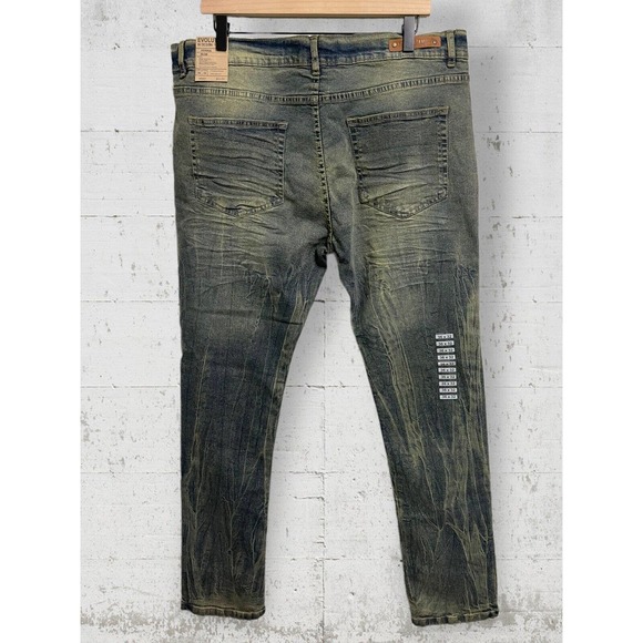 Evolution by Design Men's Jeans 36x32 Distressed Pants Slim Whiskering Tint - Picture 3 of 5